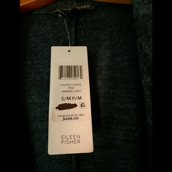 NWT Eileen Fisher Pine Oxidized Wool Jacquard Kimono Coat S/M or PM - Picture 6 of 13